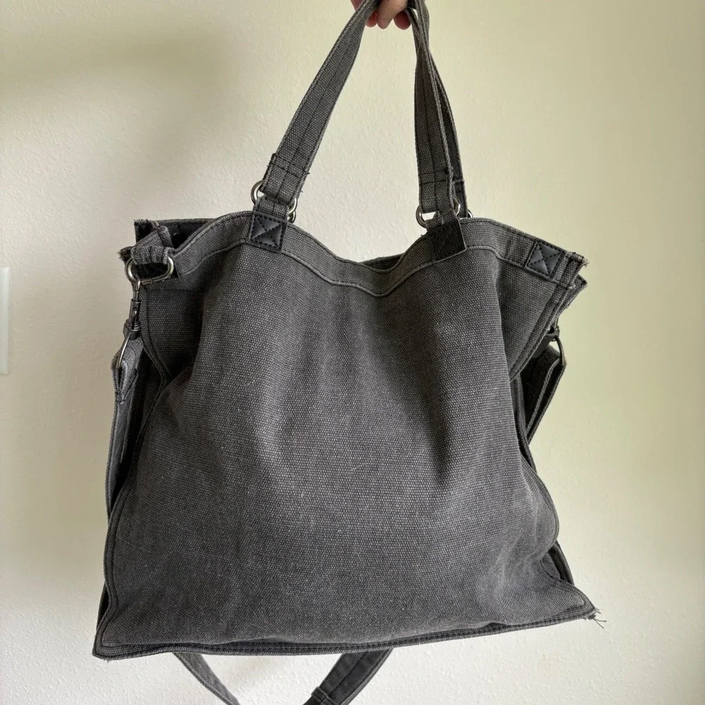 Rock Revival Grey Denim Canvas Messenger Tote Bag Crossbody Y2K Grunge